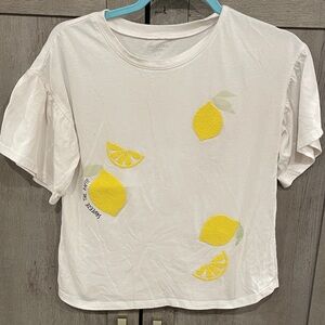 Arizona Jean Company White Tee with Yellow Lemon Design